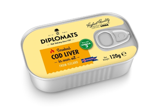 Picture of Cod Liver Smoked in Own Oil Diplomats 120g, 12 cans per case