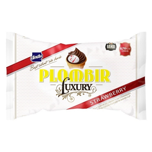 Dadu Plombir Strawberry Luxury Ice Cream 105g (200ml) – 24 Pack