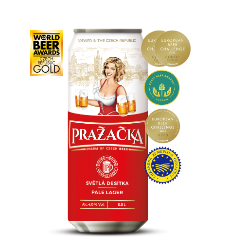 Picture of Beer Red Lager Prazacka 4.0% Can 500ml, 24 cans per case