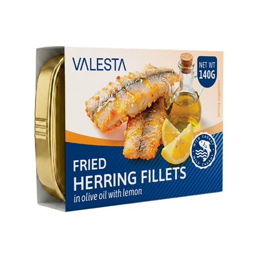 Picture of Fried Herring in Olive Oil with Lemon VALESTA 140g, 10 cans per box