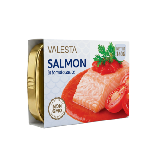 Picture of Salmon in Tomato Sauce VALESTA 140g, 10 cans per box